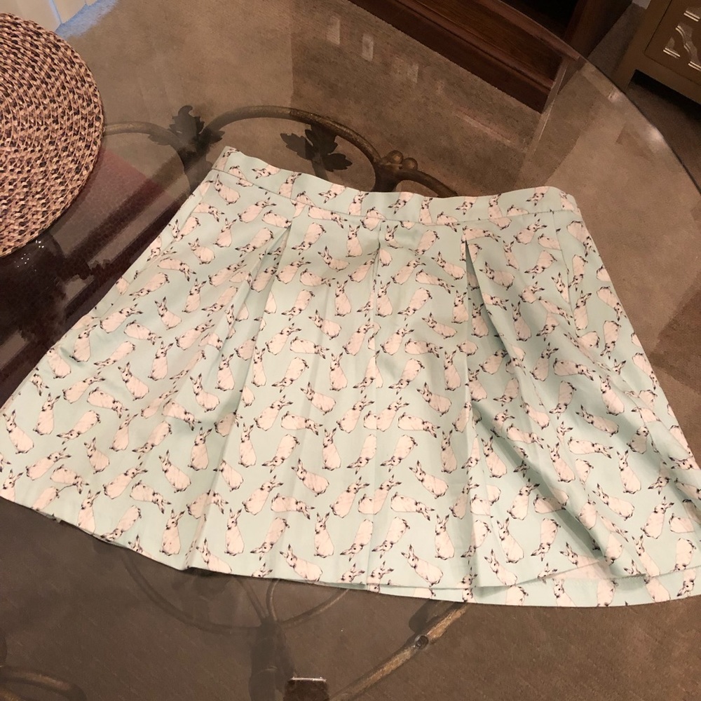 Topshop Rabbit Print Pleated Mini Skirt